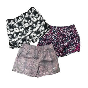 (LOT OF 3) BCG Girls Athletic Printed Running Shorts Large 12/14 EUC Polyester